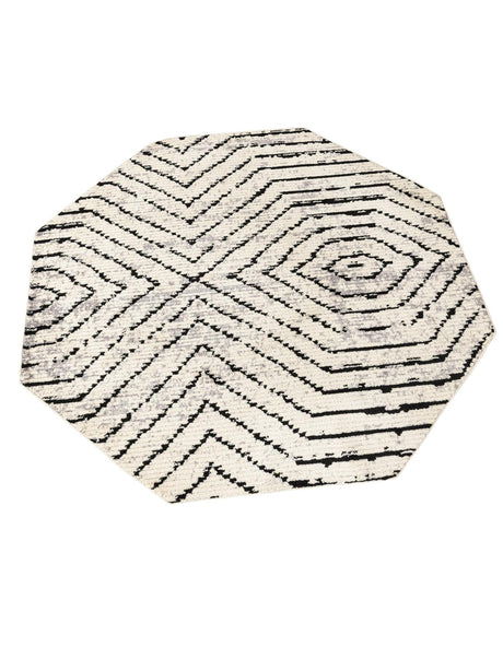 Black and White 7' 10 x 7' 10 Tagine Octagon Area Rug Durable 100% Polyester Modern Unique Easy Clean Carpet for Indoor Home Decor for Sale at Rug Engine