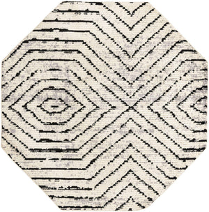 Black and White 7' 10 x 7' 10 Tagine Octagon Area Rug Durable 100% Polyester Modern Unique Easy Clean Carpet for Indoor Home Decor for Sale at Rug Engine