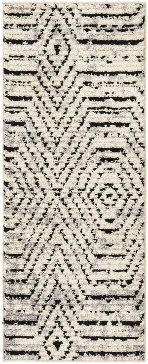 Black and White 2' x 5' Tagine Runner Area Rug Durable 100% Polyester Modern Unique Easy Clean Carpet for Indoor Home Decor for Sale at Rug Engine