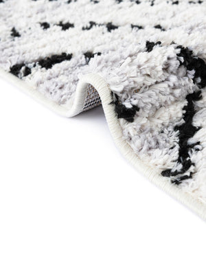 Black and White 2' 7 x 12' Tagine Runner Area Rug Durable 100% Polyester Modern Unique Easy Clean Carpet for Indoor Home Decor for Sale at Rug Engine