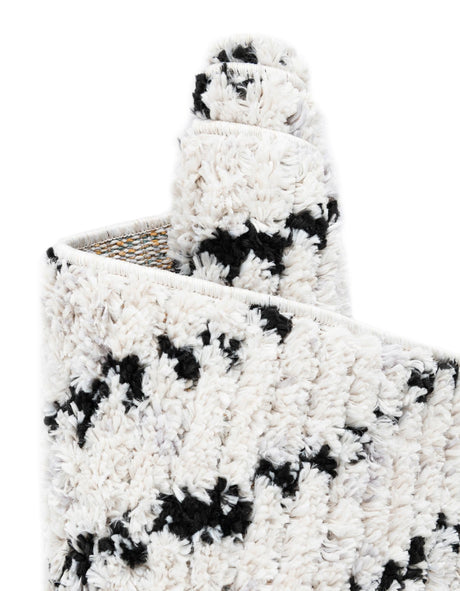 Black and White 2' 7 x 12' Tagine Runner Area Rug Durable 100% Polyester Modern Unique Easy Clean Carpet for Indoor Home Decor for Sale at Rug Engine
