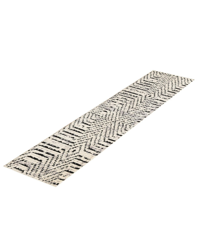 Black and White 2' x 7' 10 Tagine Runner Area Rug Durable 100% Polyester Modern Unique Easy Clean Carpet for Indoor Home Decor for Sale at Rug Engine
