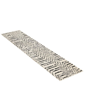 Black and White 2' x 7' 10 Tagine Runner Area Rug Durable 100% Polyester Modern Unique Easy Clean Carpet for Indoor Home Decor for Sale at Rug Engine