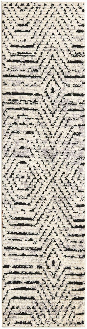 Black and White 2' x 7' 10 Tagine Runner Area Rug Durable 100% Polyester Modern Unique Easy Clean Carpet for Indoor Home Decor for Sale at Rug Engine