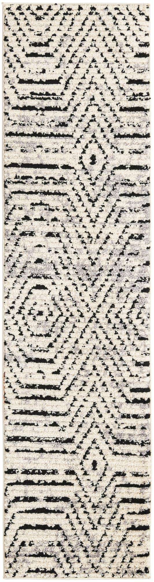 Black and White 2' x 7' 10 Tagine Runner Area Rug Durable 100% Polyester Modern Unique Easy Clean Carpet for Indoor Home Decor for Sale at Rug Engine