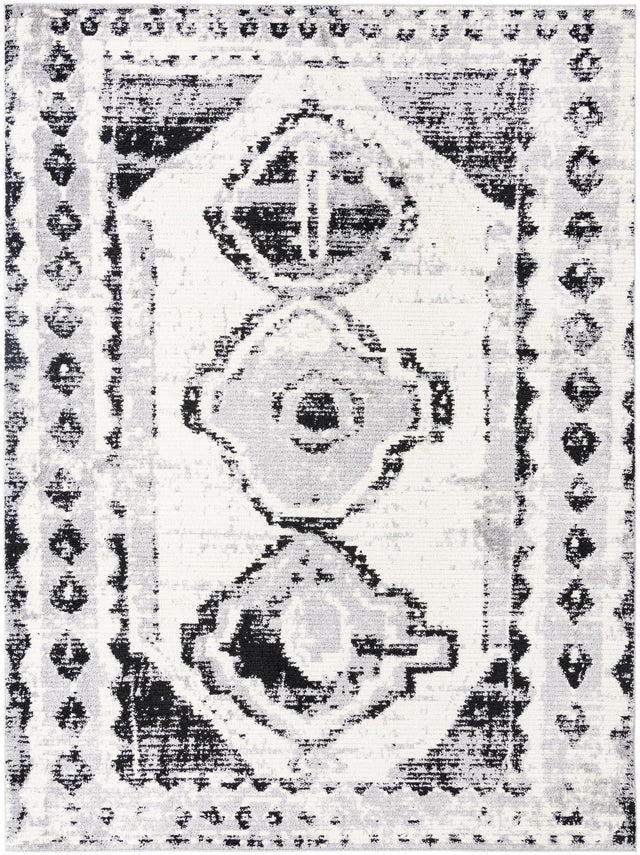Black and White 9' 10 x 13' Tagine Rectangle Area Rug Durable 100% Polyester Modern Unique Easy Clean Carpet for Indoor Home Decor for Sale at Rug Engine