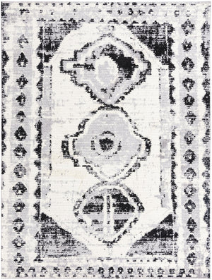 Black and White 9' x 12' Tagine Rectangle Area Rug Durable 100% Polyester Modern Unique Easy Clean Carpet for Indoor Home Decor for Sale at Rug Engine