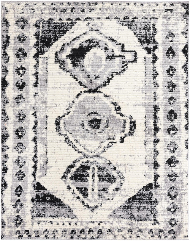 Black and White 7' 10 x 10' Tagine Rectangle Area Rug Durable 100% Polyester Modern Unique Easy Clean Carpet for Indoor Home Decor for Sale at Rug Engine