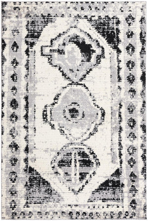Black and White 6' x 9' Tagine Rectangle Area Rug Durable 100% Polyester Modern Unique Easy Clean Carpet for Indoor Home Decor for Sale at Rug Engine