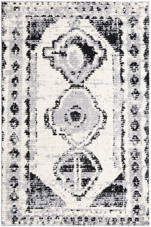 Black and White 5' 3 x 8' Tagine Rectangle Area Rug Durable 100% Polyester Modern Unique Easy Clean Carpet for Indoor Home Decor for Sale at Rug Engine