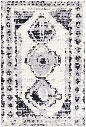 Black and White 4' x 6' Tagine Rectangle Area Rug Durable 100% Polyester Modern Unique Easy Clean Carpet for Indoor Home Decor for Sale at Rug Engine