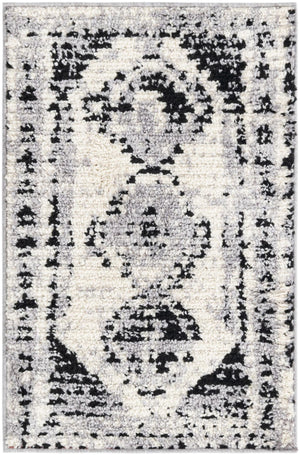 Black and White 2' x 3' Tagine Rectangle Area Rug Durable 100% Polyester Modern Unique Easy Clean Carpet for Indoor Home Decor for Sale at Rug Engine