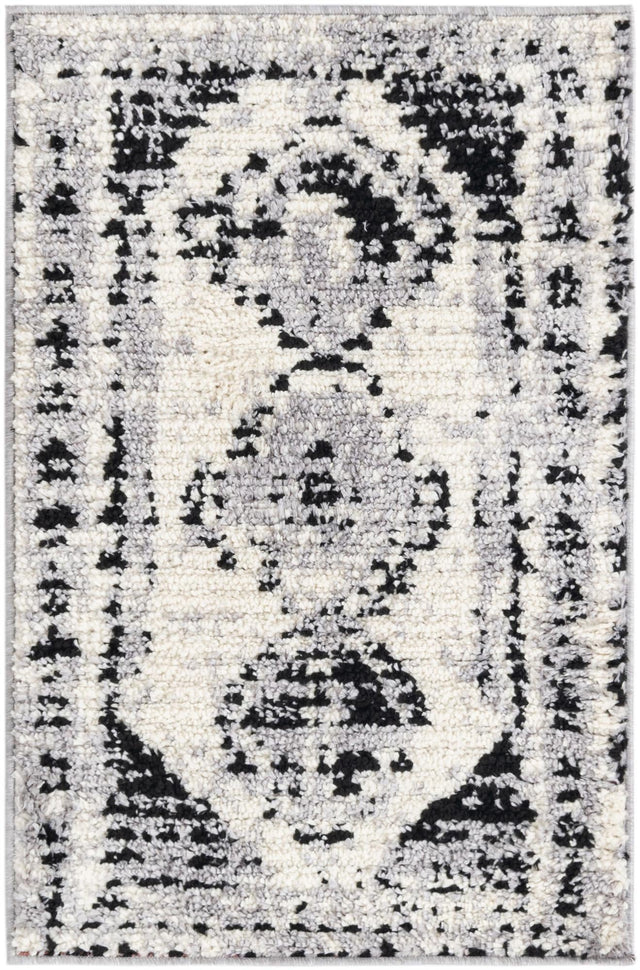 Black and White 2' x 3' Tagine Rectangle Area Rug Durable 100% Polyester Modern Unique Easy Clean Carpet for Indoor Home Decor for Sale at Rug Engine