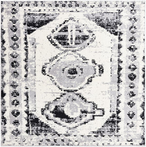 Black and White 7' 10 x 7' 10 Tagine Square Area Rug Durable 100% Polyester Modern Unique Easy Clean Carpet for Indoor Home Decor for Sale at Rug Engine