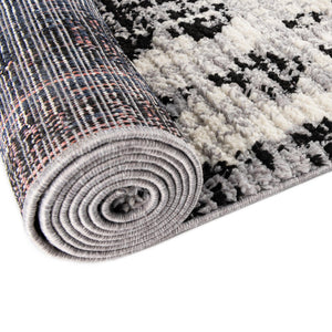 Black and White 5' 3 x 5' 3 Tagine Octagon Area Rug Durable 100% Polyester Modern Unique Easy Clean Carpet for Indoor Home Decor for Sale at Rug Engine