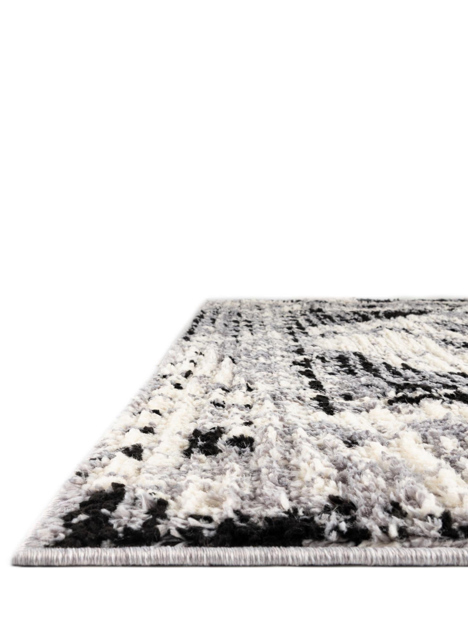 Black and White 2' 7 x 12' Tagine Runner Area Rug Durable 100% Polyester Modern Unique Easy Clean Carpet for Indoor Home Decor for Sale at Rug Engine