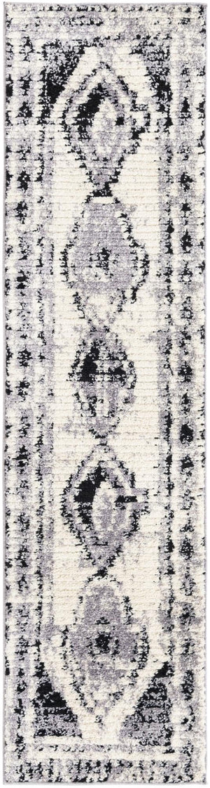 Black and White 2' x 7' 10 Tagine Runner Area Rug Durable 100% Polyester Modern Unique Easy Clean Carpet for Indoor Home Decor for Sale at Rug Engine