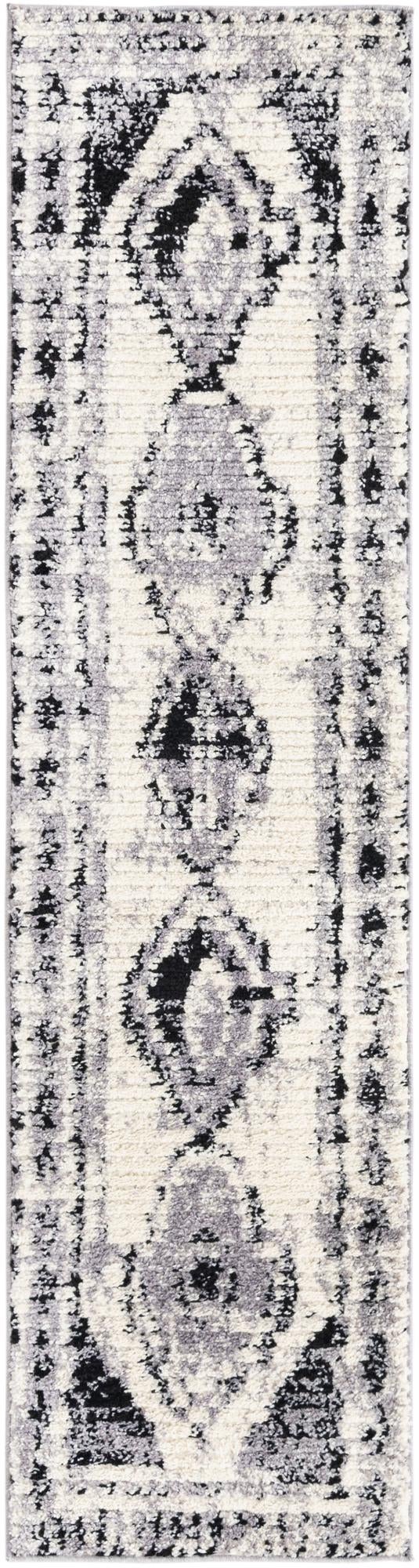 Black and White 2' x 7' 10 Tagine Runner Area Rug Durable 100% Polyester Modern Unique Easy Clean Carpet for Indoor Home Decor for Sale at Rug Engine