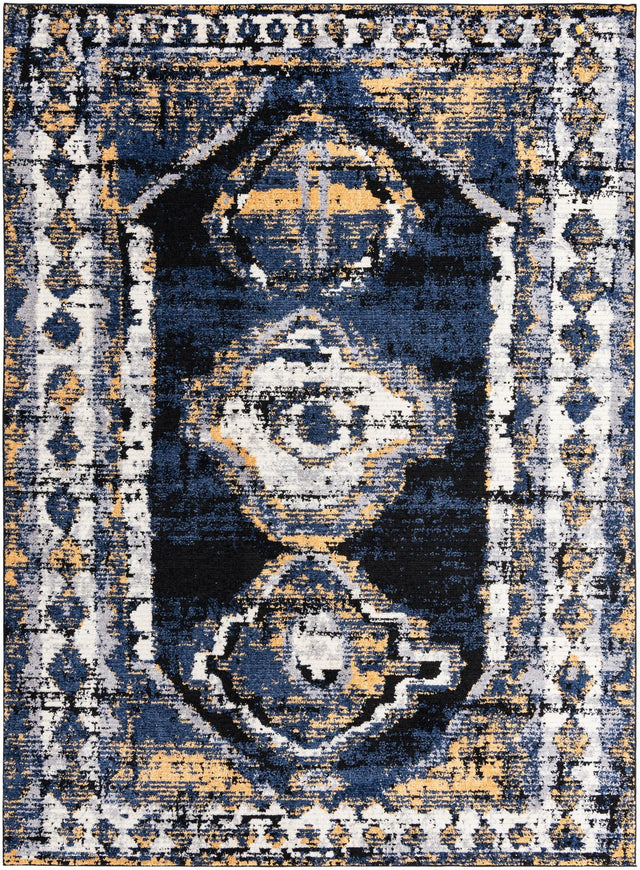 Blue 9' 10 x 13' Tagine Rectangle Area Rug Durable 100% Polyester Modern Unique Easy Clean Carpet for Indoor Home Decor for Sale at Rug Engine