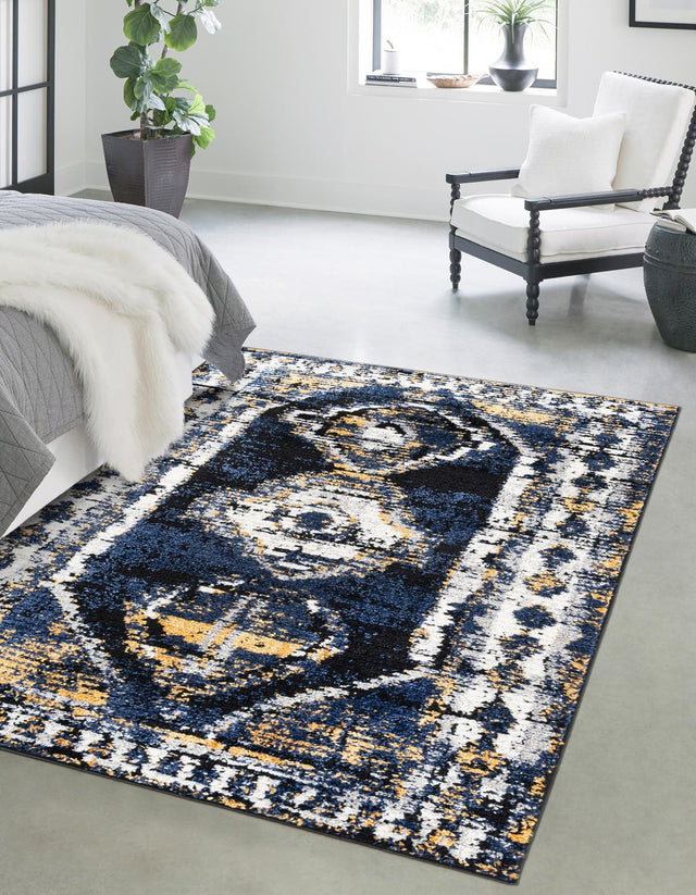 Blue 2' x 3' Tagine Rectangle Area Rug Durable 100% Polyester Modern Unique Easy Clean Carpet for Indoor Home Decor for Sale at Rug Engine