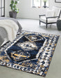 Blue 9' x 12' Tagine Rectangle Area Rug Durable 100% Polyester Modern Unique Easy Clean Carpet for Indoor Home Decor for Sale at Rug Engine