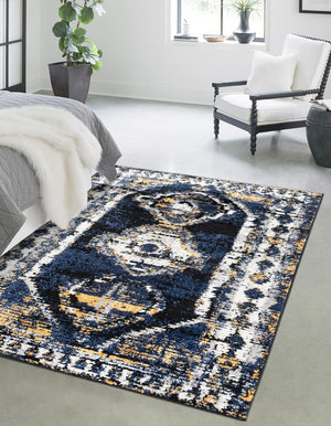 Blue 3' 3 x 5' 3 Tagine Rectangle Area Rug Durable 100% Polyester Modern Unique Easy Clean Carpet for Indoor Home Decor for Sale at Rug Engine