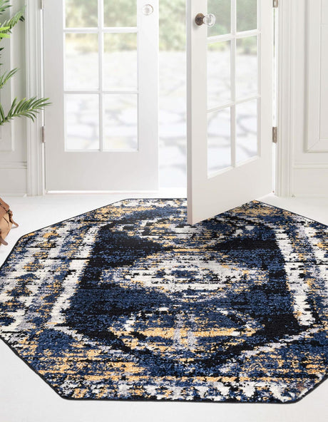 Blue 5' 3 x 5' 3 Tagine Octagon Area Rug Durable 100% Polyester Modern Unique Easy Clean Carpet for Indoor Home Decor for Sale at Rug Engine