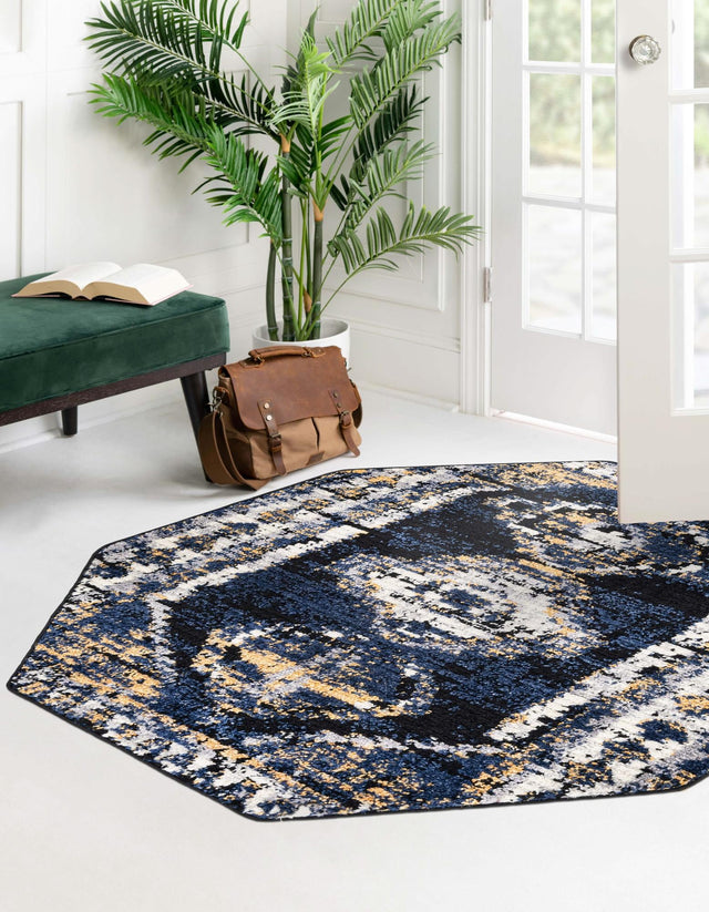 Blue 5' 3 x 5' 3 Tagine Octagon Area Rug Durable 100% Polyester Modern Unique Easy Clean Carpet for Indoor Home Decor for Sale at Rug Engine