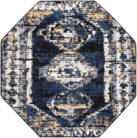 Blue 5' 3 x 5' 3 Tagine Octagon Area Rug Durable 100% Polyester Modern Unique Easy Clean Carpet for Indoor Home Decor for Sale at Rug Engine