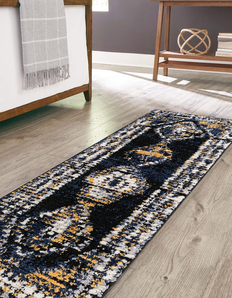 Blue 2' x 10' Tagine Runner Area Rug Durable 100% Polyester Modern Unique Easy Clean Carpet for Indoor Home Decor for Sale at Rug Engine