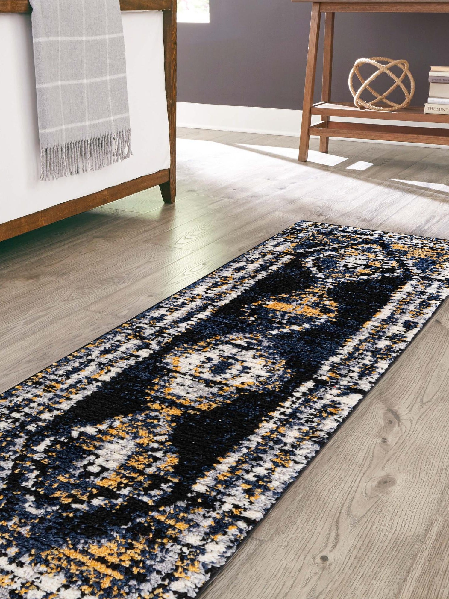 Blue 2' x 5' Tagine Runner Area Rug Durable 100% Polyester Modern Unique Easy Clean Carpet for Indoor Home Decor for Sale at Rug Engine