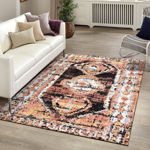 Terracotta 7' 10 x 10' Tagine Rectangle Area Rug Durable 100% Polyester Modern Unique Easy Clean Carpet for Indoor Home Decor for Sale at Rug Engine