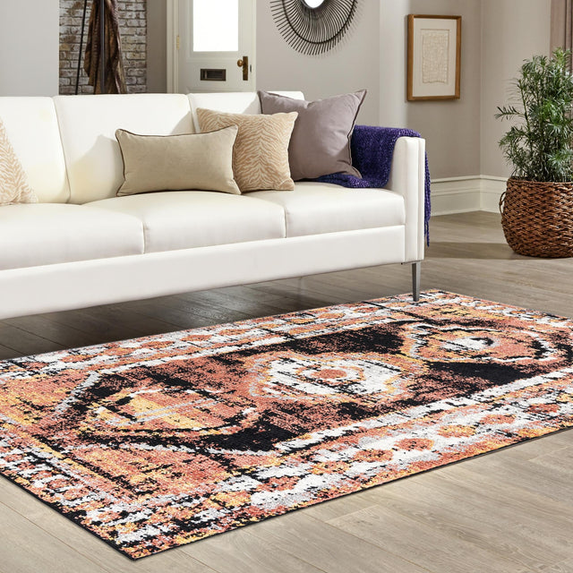 Terracotta 9' x 12' Tagine Rectangle Area Rug Durable 100% Polyester Modern Unique Easy Clean Carpet for Indoor Home Decor for Sale at Rug Engine
