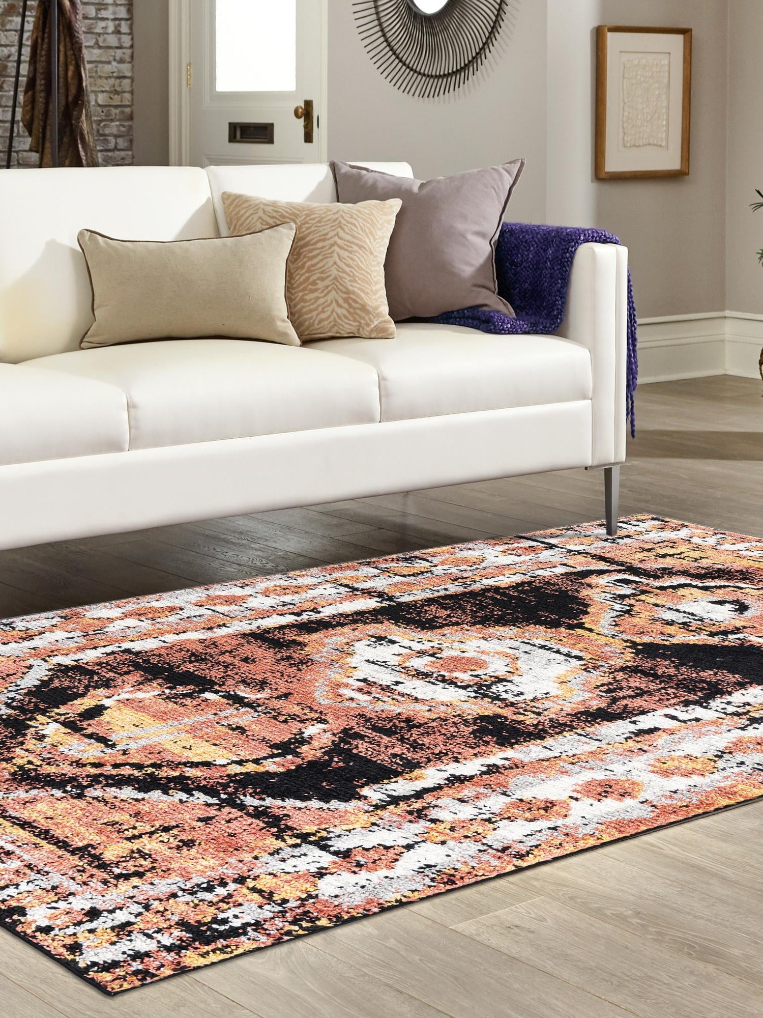 Terracotta 7' 10 x 10' Tagine Rectangle Area Rug Durable 100% Polyester Modern Unique Easy Clean Carpet for Indoor Home Decor for Sale at Rug Engine