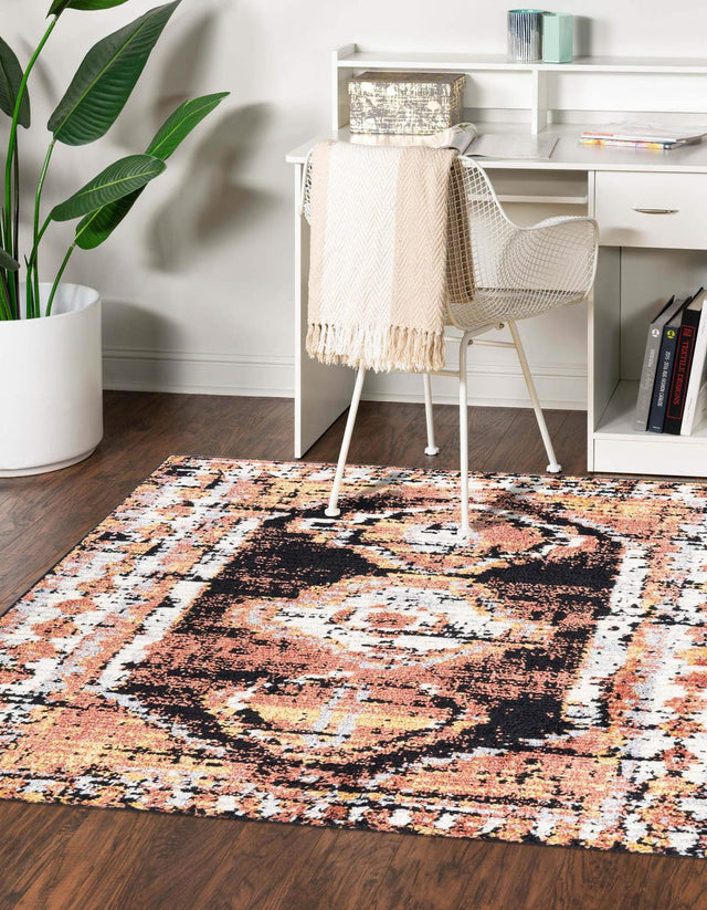 Terracotta 5' 3 x 5' 3 Tagine Square Area Rug Durable 100% Polyester Modern Unique Easy Clean Carpet for Indoor Home Decor for Sale at Rug Engine