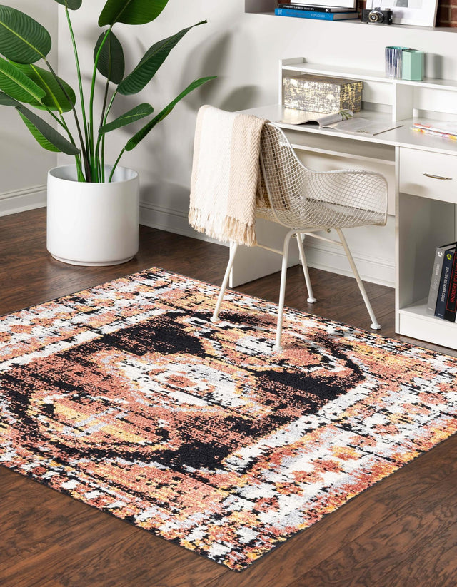 Terracotta 7' 10 x 7' 10 Tagine Square Area Rug Durable 100% Polyester Modern Unique Easy Clean Carpet for Indoor Home Decor for Sale at Rug Engine