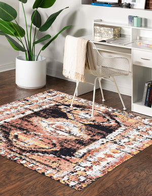 Terracotta 5' 3 x 5' 3 Tagine Square Area Rug Durable 100% Polyester Modern Unique Easy Clean Carpet for Indoor Home Decor for Sale at Rug Engine