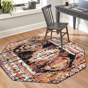 Terracotta 5' 3 x 5' 3 Tagine Octagon Area Rug Durable 100% Polyester Modern Unique Easy Clean Carpet for Indoor Home Decor for Sale at Rug Engine