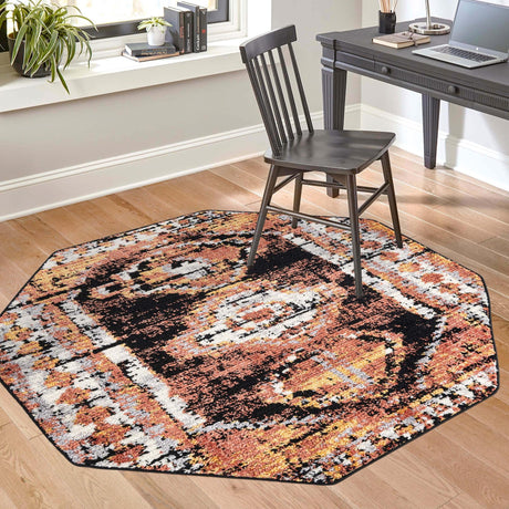 Terracotta 5' 3 x 5' 3 Tagine Octagon Area Rug Durable 100% Polyester Modern Unique Easy Clean Carpet for Indoor Home Decor for Sale at Rug Engine