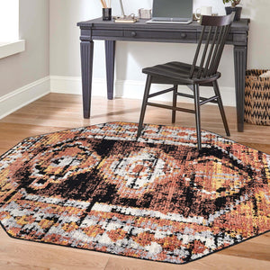 Terracotta 7' 10 x 7' 10 Tagine Octagon Area Rug Durable 100% Polyester Modern Unique Easy Clean Carpet for Indoor Home Decor for Sale at Rug Engine
