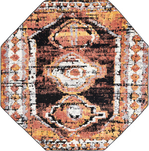 Terracotta 7' 10 x 7' 10 Tagine Octagon Area Rug Durable 100% Polyester Modern Unique Easy Clean Carpet for Indoor Home Decor for Sale at Rug Engine