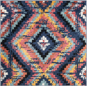 Blue 5' 3 x 5' 3 Tagine Square Area Rug Durable 100% Polyester Modern Unique Easy Clean Carpet for Indoor Home Decor for Sale at Rug Engine
