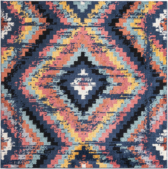 Blue 7' 10 x 7' 10 Tagine Square Area Rug Durable 100% Polyester Modern Unique Easy Clean Carpet for Indoor Home Decor for Sale at Rug Engine