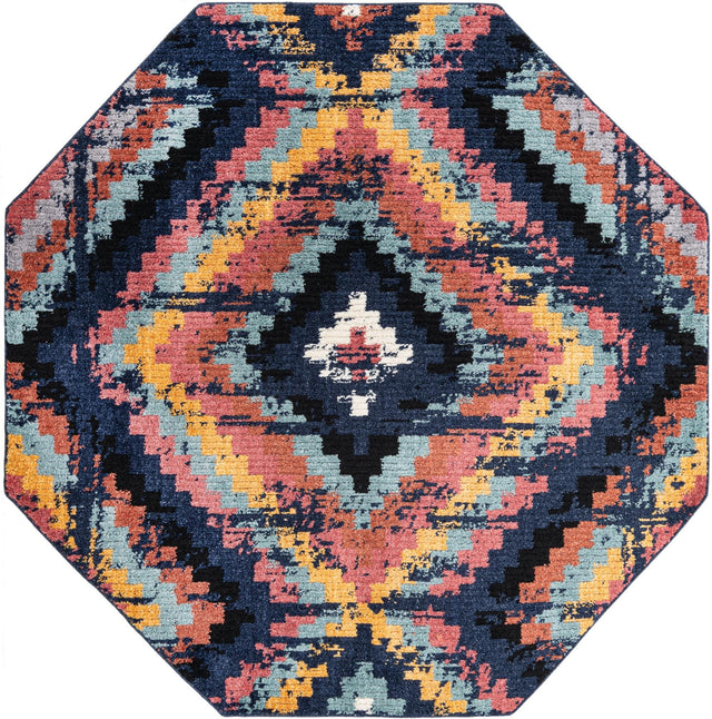 Blue 7' 10 x 7' 10 Tagine Octagon Area Rug Durable 100% Polyester Modern Unique Easy Clean Carpet for Indoor Home Decor for Sale at Rug Engine
