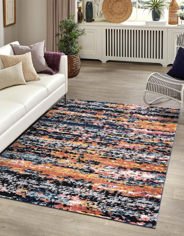 Multicolor 5' 3 x 8' Tagine Rectangle Area Rug Durable 100% Polyester Modern Unique Easy Clean Carpet for Indoor Home Decor for Sale at Rug Engine