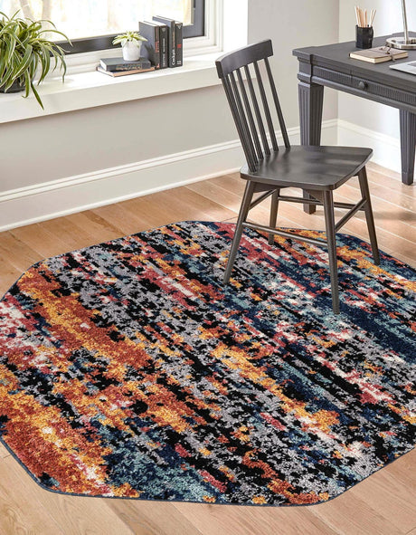 Multicolor 5' 3 x 5' 3 Tagine Octagon Area Rug Durable 100% Polyester Modern Unique Easy Clean Carpet for Indoor Home Decor for Sale at Rug Engine