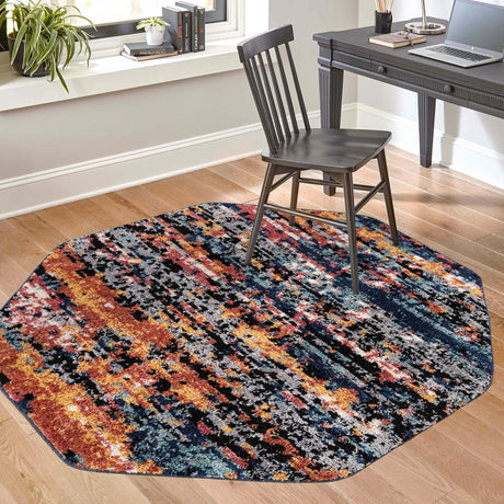 Multicolor 7' 10 x 7' 10 Tagine Octagon Area Rug Durable 100% Polyester Modern Unique Easy Clean Carpet for Indoor Home Decor for Sale at Rug Engine