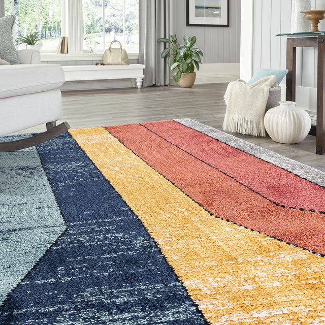 Multicolor 6' x 9' Tagine Rectangle Area Rug Durable 100% Polyester Modern Unique Easy Clean Carpet for Indoor Home Decor for Sale at Rug Engine