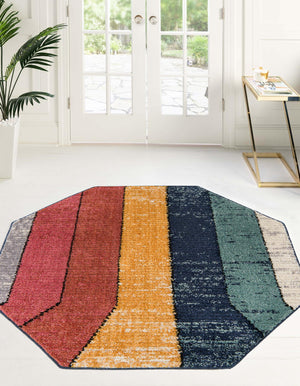 Multicolor 5' 3 x 5' 3 Tagine Octagon Area Rug Durable 100% Polyester Modern Unique Easy Clean Carpet for Indoor Home Decor for Sale at Rug Engine