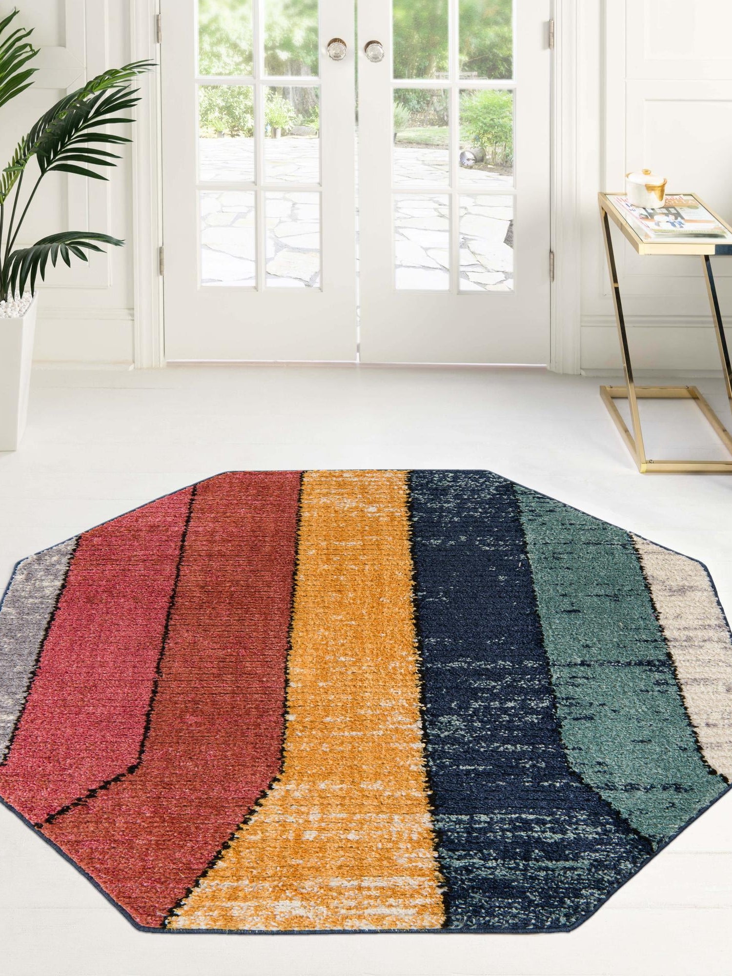 Multicolor 7' 10 x 7' 10 Tagine Octagon Area Rug Durable 100% Polyester Modern Unique Easy Clean Carpet for Indoor Home Decor for Sale at Rug Engine